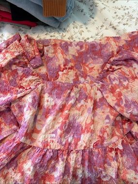 Women’s Pink & Purple Floral Ruffle Dress